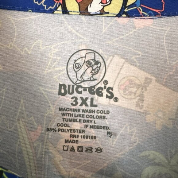 Buc-ees Men’s Shirt 3XL Button Up Beaver Hawaiian Tropical Retro Surfer Palm Tre - Picture 3 of 7